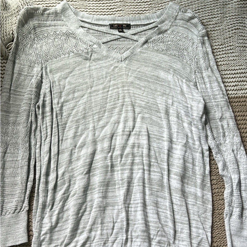 Women's V-Neck Sweater in Light Gray